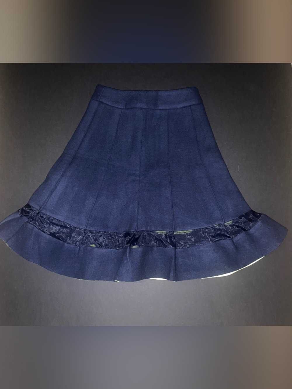 Navy felt Circle Skirt with Decorative Hem